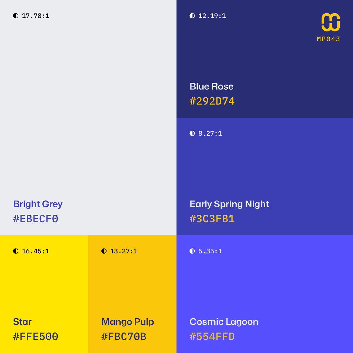 AlexCristache's tweet photo. From the archives - #MindfulPalettes no. 43, seemingly a simple duotone color palette, but with multiple opportunities to explore, and now in a new layout.

🧵Check the subtweet in thread for a demo UI design application. https://t.co/6y9RHrkqmj