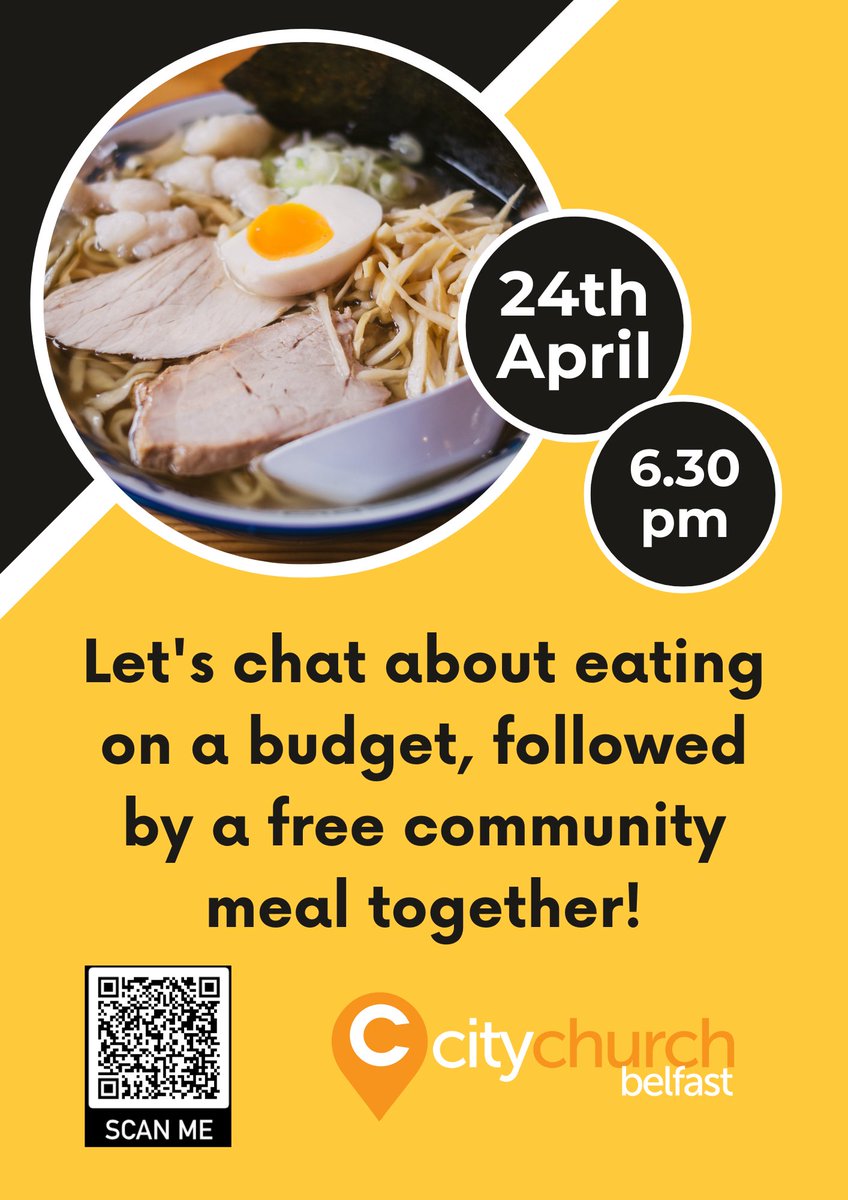 We are delighted to be supporting City Church Community Meal with @BelfastTrust facilitating an Eating on a Budget Session. Everyone welcome tomorrow at 6.30pm @citychurchBlfst