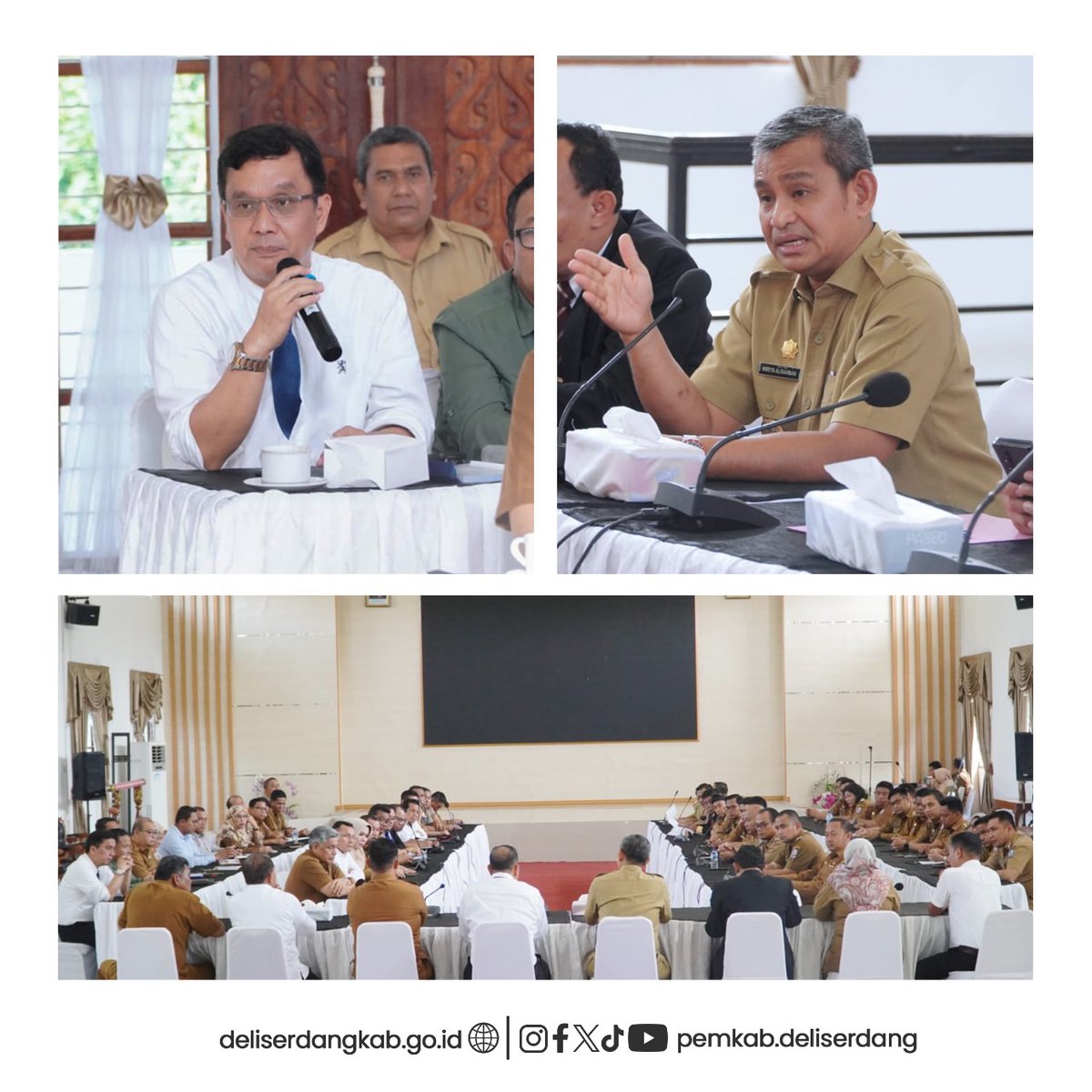 Penjabat Bupati Deli Serdang, Ir Wiriya Alrahman, MM memimpin rapat perdana dengan para pejabat di lingkungan Pemerintah Kabupaten Deli Serdang di Aula Cendana, Lantai II, Kantor Bupati Deli Serdang, Selasa (23/04/2024).

#deliserdanghebat