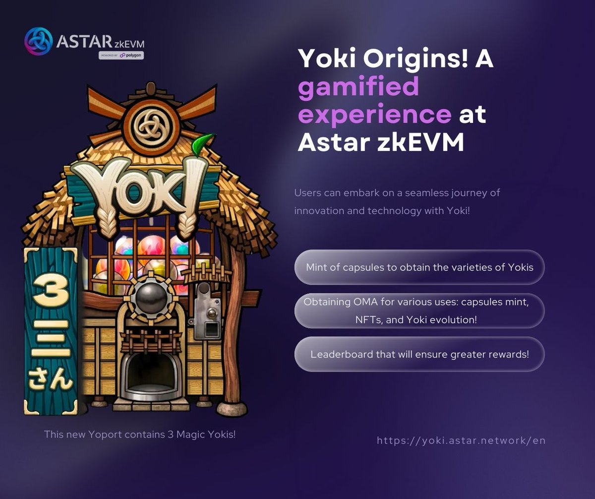 The race for Yoki continues! 🌟

Hundreds of users are participating in this gamified experience offered by #Astar zkEVM, which is fun and engaging!

The fight for the leaderboard intensifies! Become the best of the Yoki masters!

Participate now at yoki.astar.network/en