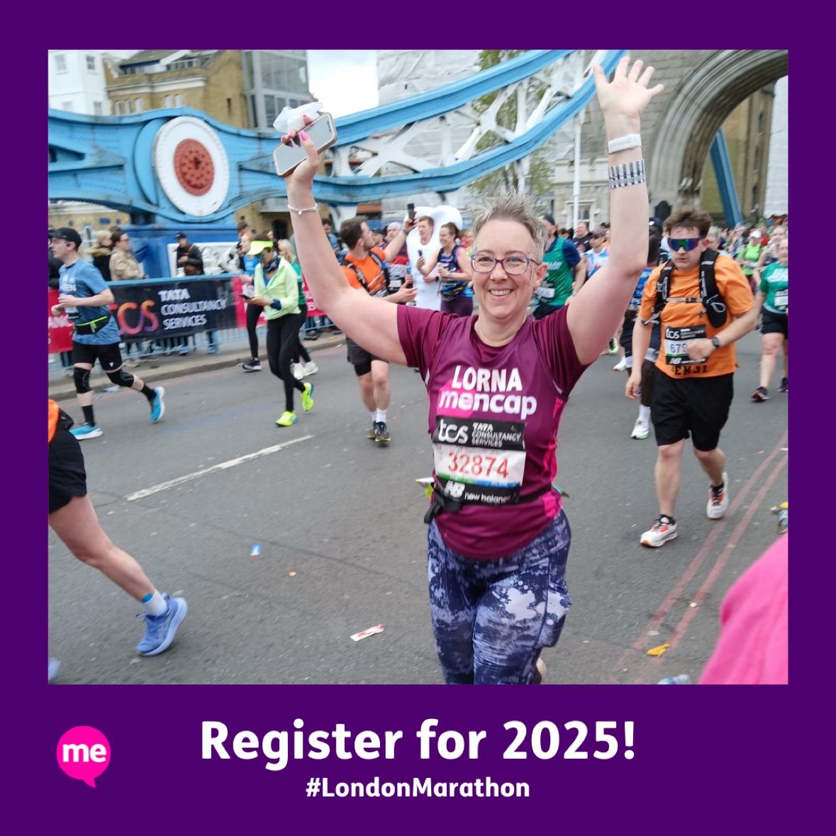 Register your interest for the 2025 TCS @LondonMarathon and run for Mencap.💜 Conquer this iconic race on Sunday 27 April with Team Mencap and raise money to support people with a learning disability. 🏃Register today: secure.mencap.org.uk/en-gb/25tcslon…
