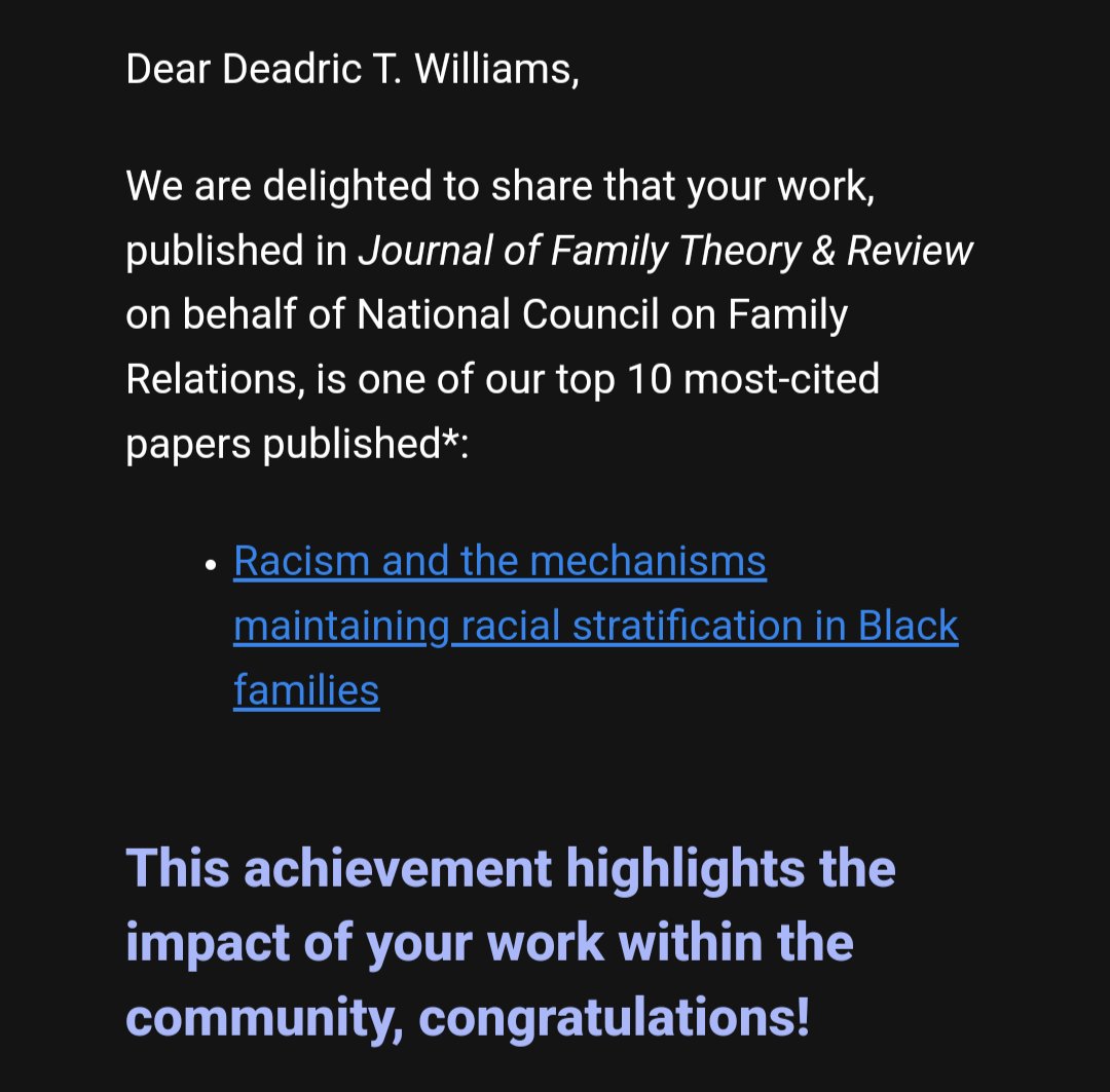 On Friday I was told I didn't get a fellowship. 😢 But this morning, I received this. ☺️ The paper was published late last year. <a href="/JFTR_NCFR/">JFTR</a>

 This paper was made possible, in part, by the W.T. Grant Foundation.