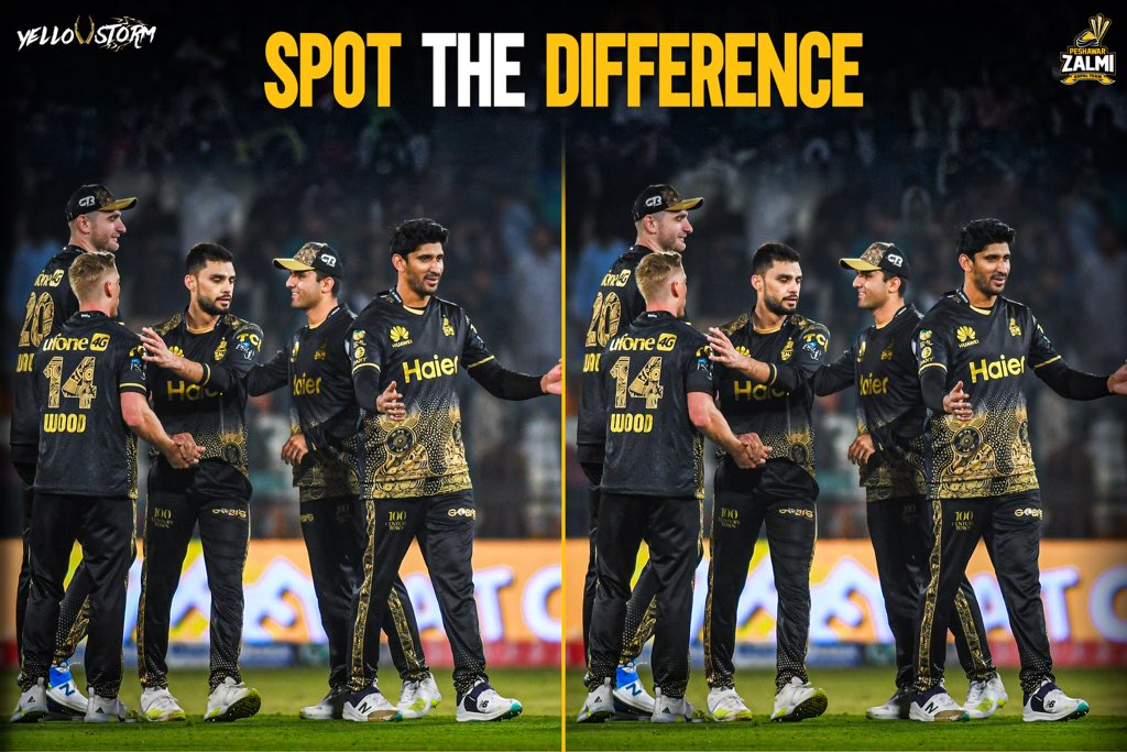 #ZalmiRewind Spot the 5 differences correctly to win @Zalmi_pk merchandise 🎁💛 Eligibility Criteria: Like and share this post Tag 3 friends. Follow @Zalmi_pk #KhyberEdition #YellowStorm #ZalmiYama