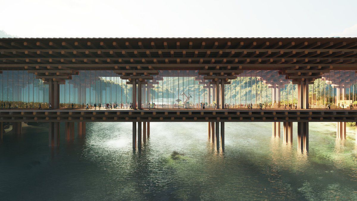 The vast "Mindfulness City" megaproject is set to be constructed in Bhutan. Designed by Bjarke Ingels Group (BIG), Arup and Cistri, the development includes a new international airport, railway connections and a hydroelectric dam alongside other key public services.