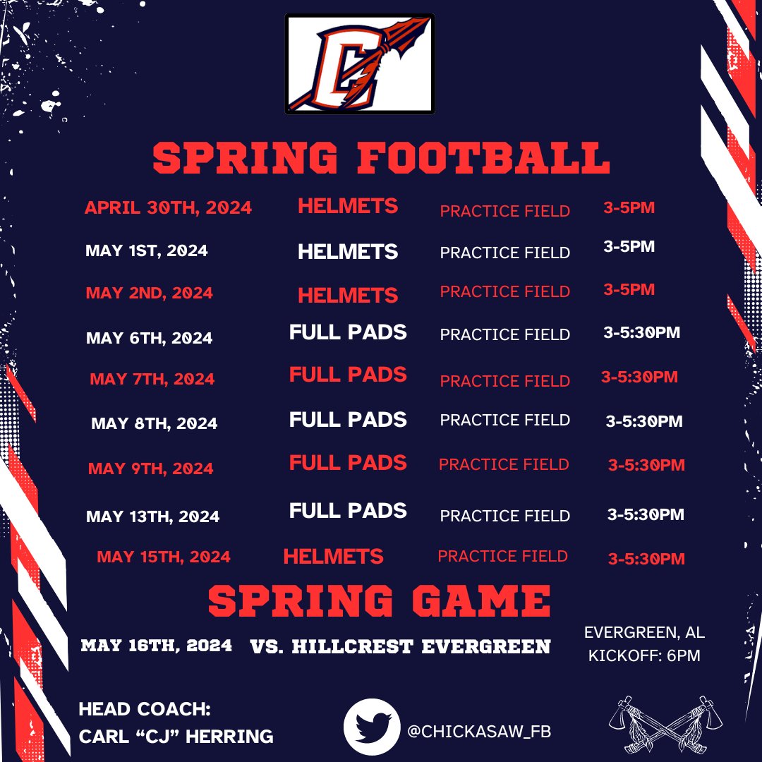CHS 2024 Spring Football Schedule