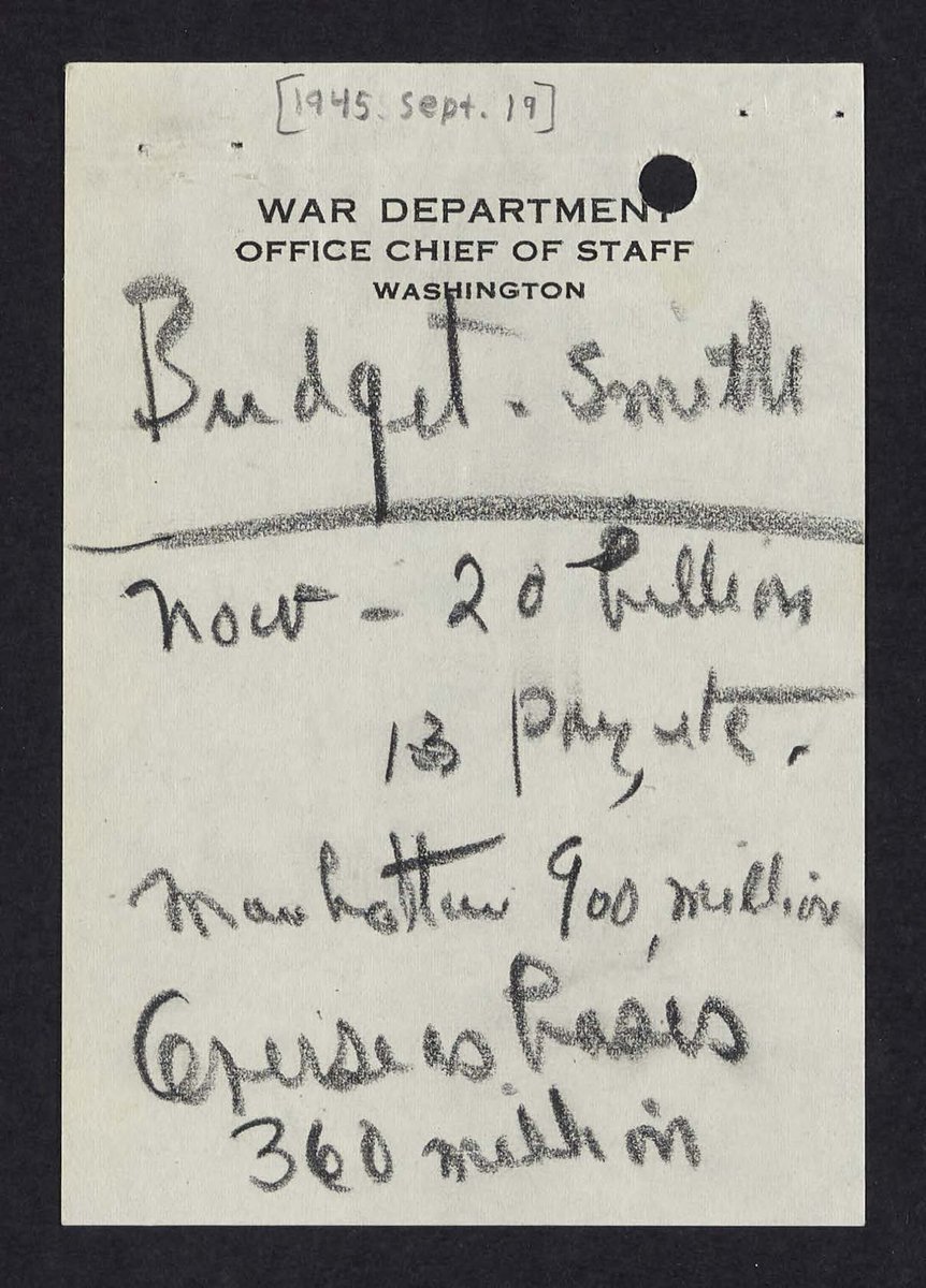 #TuesdayTreat
Note about the #ManhattanProject budget in Gen. George C. Marshall's handwriting.
So official-looking ...
#MarshallFoundationLibrary
@ActorWRoberts