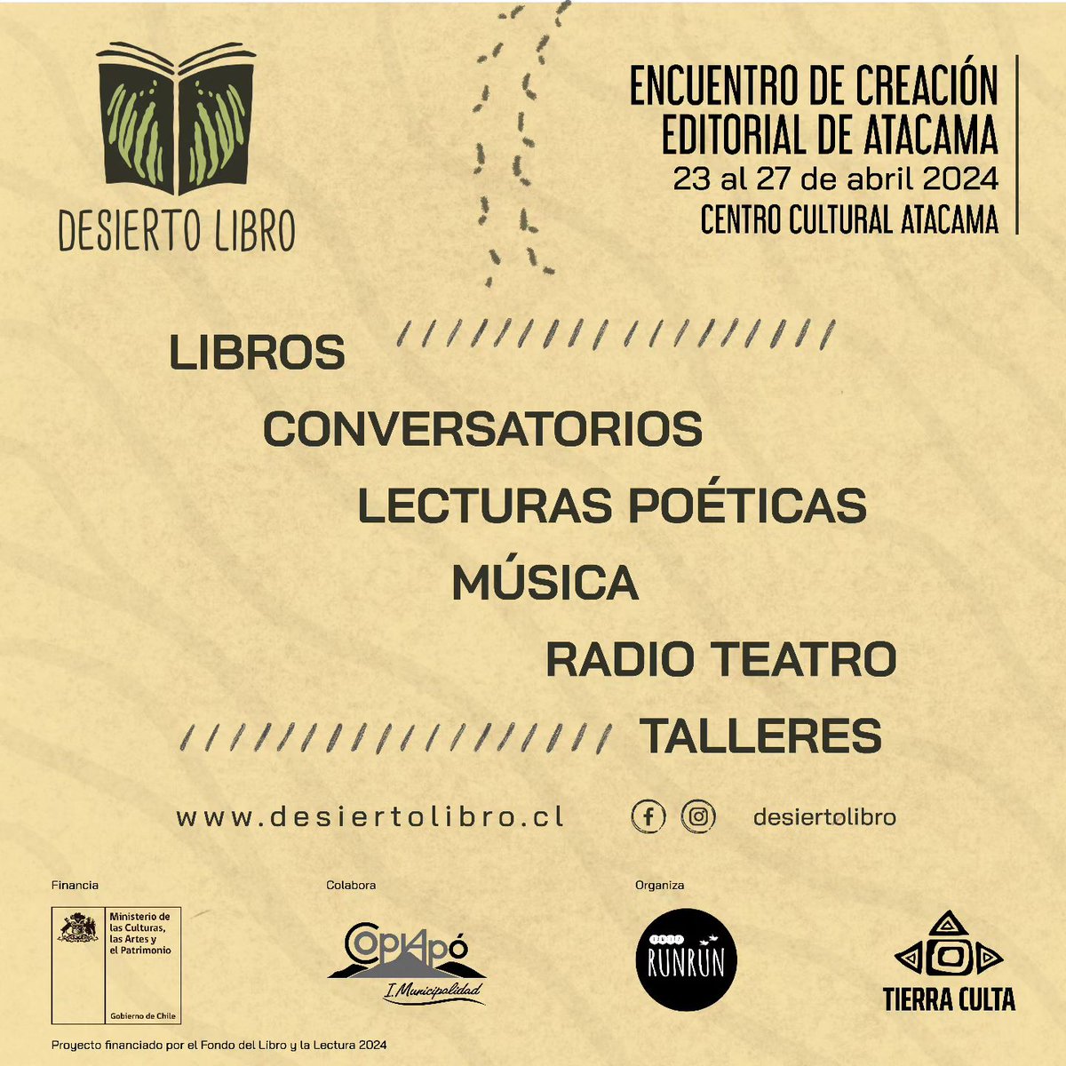 #HayQueIr ✨Encuentro de Creación Editorial de Atacama✨ #DiaDelLibro 

Acompáñanos desde hoy en #Desiertolibro y comparte el amor por los libros y la literatura🌹📚🥳

No faltes!!! y #LeeUnPocoCadaDía☝️😊
#Copiapó #Atacama