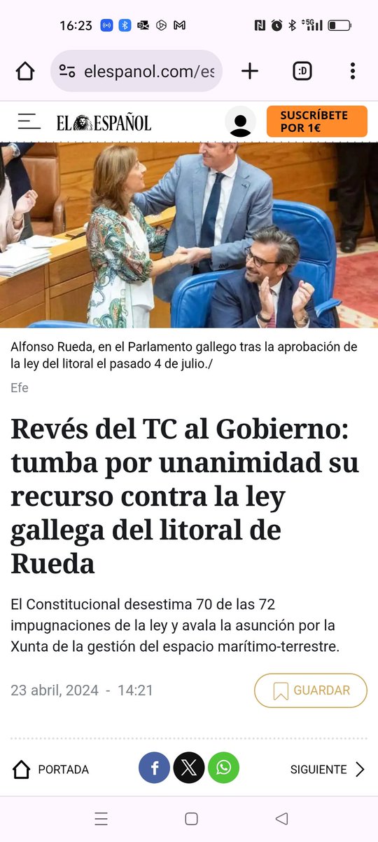 El Constitucional no admite los recursos del Gobierno contra la Ley de Costas Gallega, un excelente precedente para la Comunitat Valenciana. elespanol.com/espana/tribuna…
