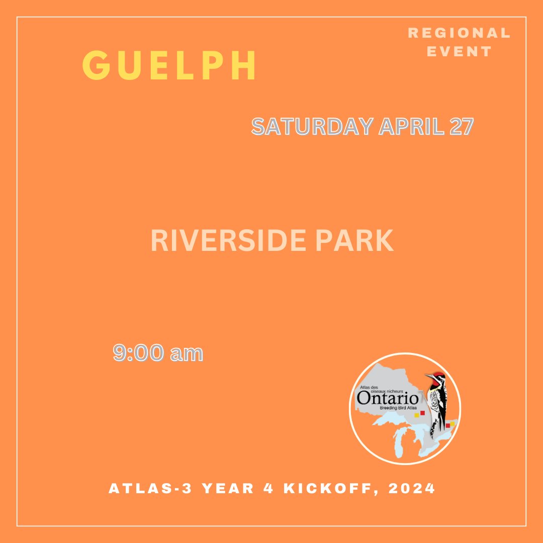 Join the Region 47 team for their Kick-off event in Guelph on April 27 at Riverside Park! Visit our website to register and see a list of all regional kick-off events: birdsontario.org/year-4-kickoff… #ONBirdAtlas3