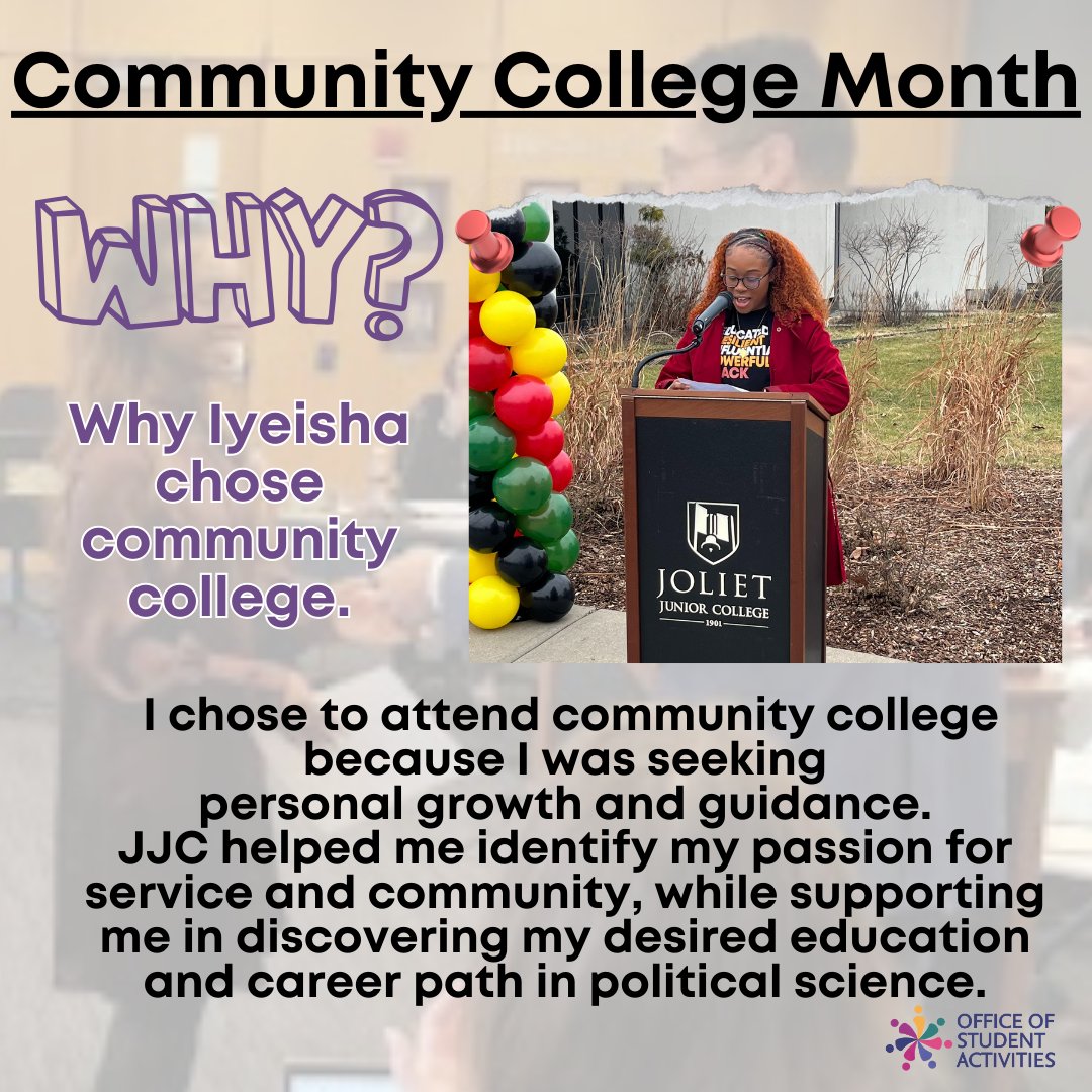 The next student employee in our office also just wrapped up her term as the Student Trustee here at JJC and Iyeisha Ellis explains why she choose to attend a community college!