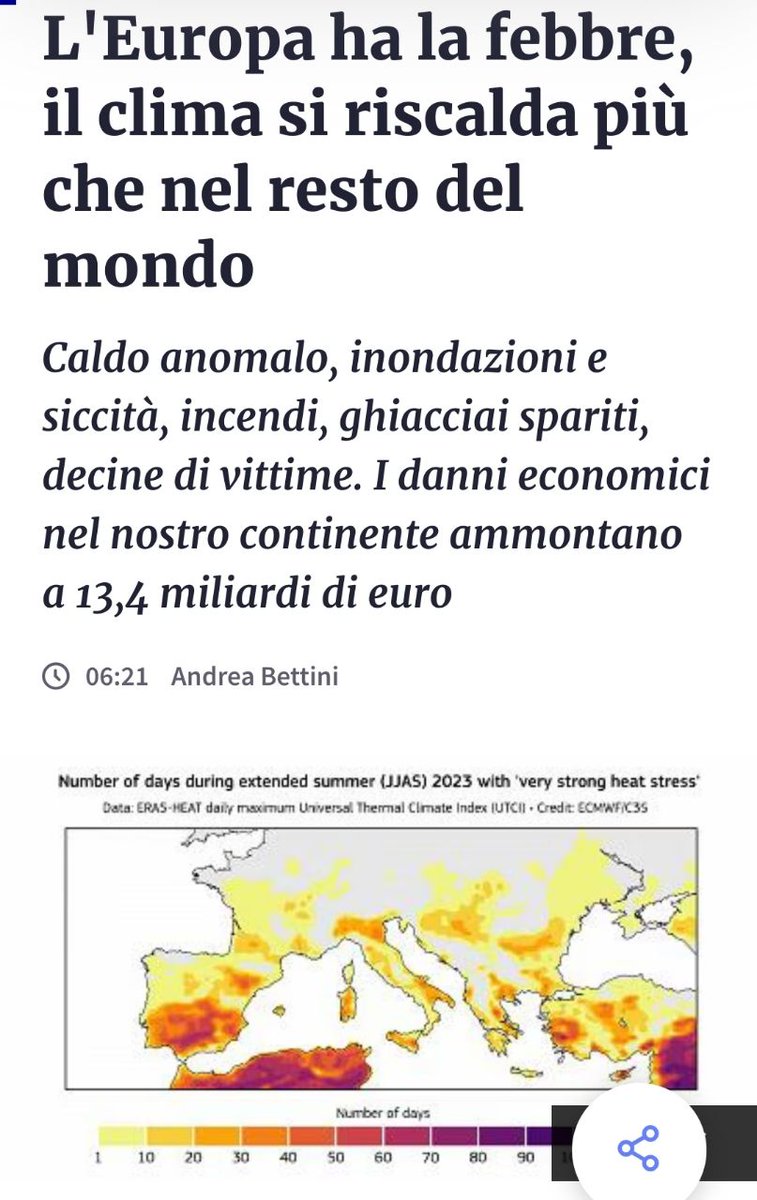 Dal 'riscaldamento globale' al 'riscaldamento europeo' è un attimo. Sono pronto a scommettere che una volta sparita l'UE tutti questi anomali 'fenomeni climatici' spariranno così come già in altre parti del mondo non si registra nulla di anomalo.