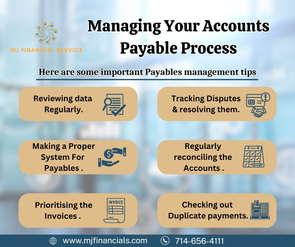 Implementing proper techniques can significantly enhance accounts payable processes for businesses. 

MJ Financials - mjfinancials.com

#bookkeeping 
#finance
#business
#accounting 
#financialclarity
#accountingexperts