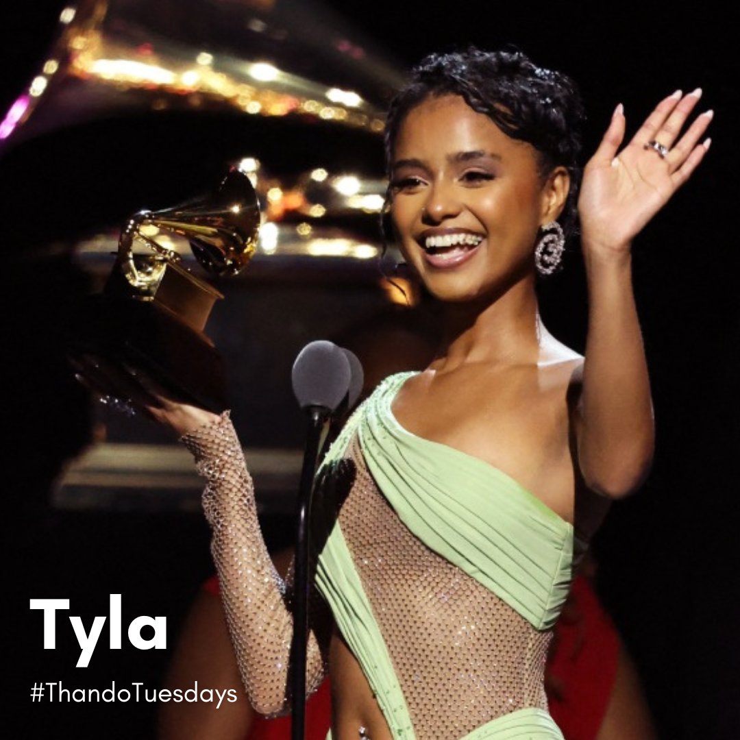 #ThandoTuesdays: She's a South African singer and songwriter. Born and raised in Johannesburg, she rose to international fame with the release of her 2023 single, Water. She was awarded the inaugural Grammy Award for Best African Music Performance in 2024. #CelebratingWomen #tyla