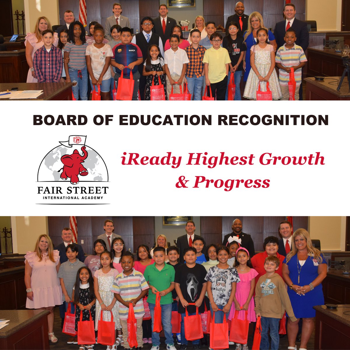 Last week we recognized these outstanding students from @GCSS_CAA and @GCSS_FS at our monthly Board of Education meeting. They represent what it means to be a Red Elephant!