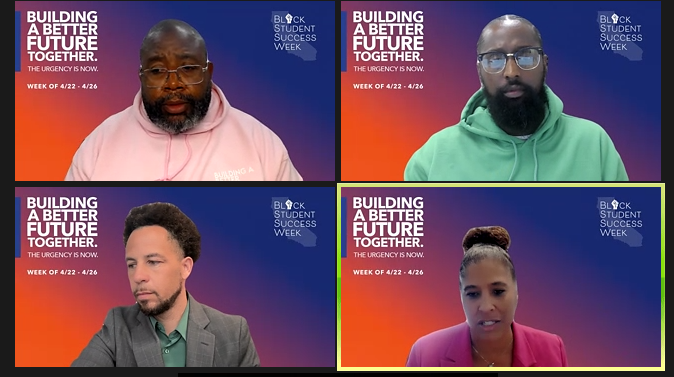 Amazing panel with @DrLukeWood @dilcieperez @Iamkeithcurry - reflecting on practices and policies that have a tangible impact on Black student success. 
On how we serve Black students, Dr. Perez says, 'we have to do better, and we will do more' 👏  #TheBlackHour