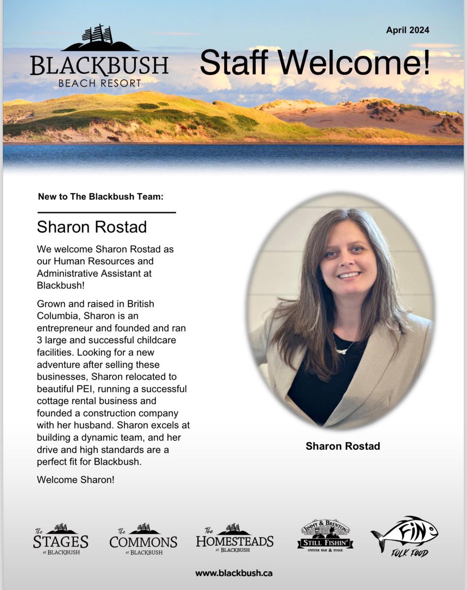 Welcome aboard Sharon! Exciting times at APM  @APM1980 …we always love hiring new talent & investing in our Community especially at Blackbush putting PEI Tourism on the winter wonderland map @blackbushpei @InfoPEI @tourismpei