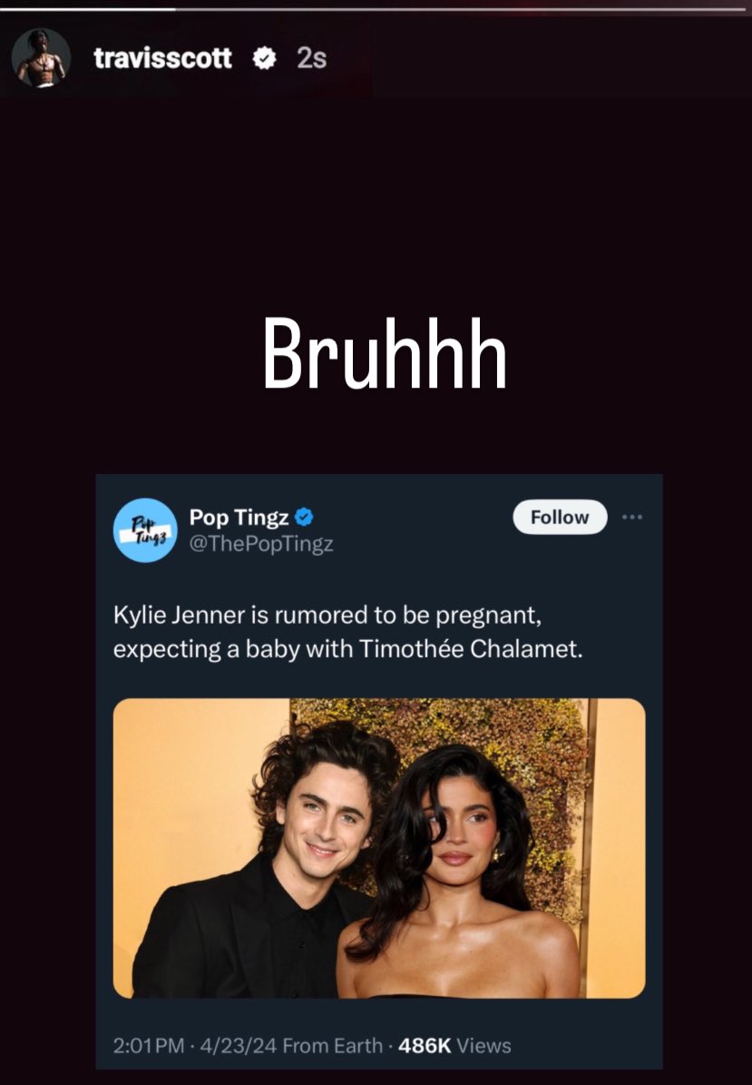 Travis Scott reacts to Kylie Jenner being pregnant in deleted story 😭