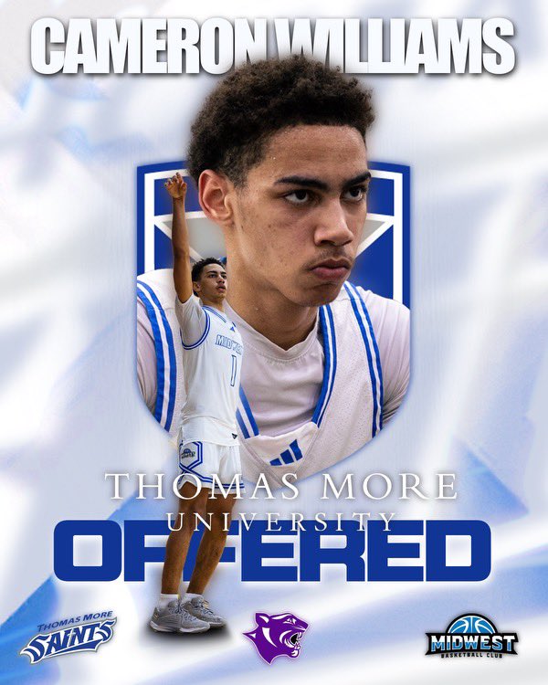 Cameron Williams (@cam_williams153) on Twitter photo Blessed to receive an offer from Thomas More University. Thank you to <a href="/JustinMRay/">Justin Ray</a> <a href="/s_berlekamp/">Spencer Berlekamp</a> and the rest of the staff for the oppurtunity. #LetsGoSaints Blessed to receive an offer from Thomas More University. Thank you to <a href="/JustinMRay/">Justin Ray</a> <a href="/s_berlekamp/">Spencer Berlekamp</a> and the rest of the staff for the oppurtunity. #LetsGoSaints