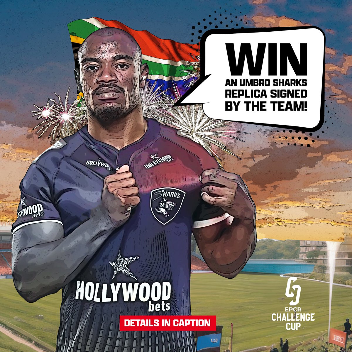 Stand a chance to win a Sharks jersey signed by the team and TWO tickets to the #SHAvASM semi final. HOW TO ENTER. 1. Share the post on your story 2.Tag 5 SA rugby-loving fans or friends 3. Use the #OurStoep🇿🇦 The competition ends on 30 April 2024, and the winner will be