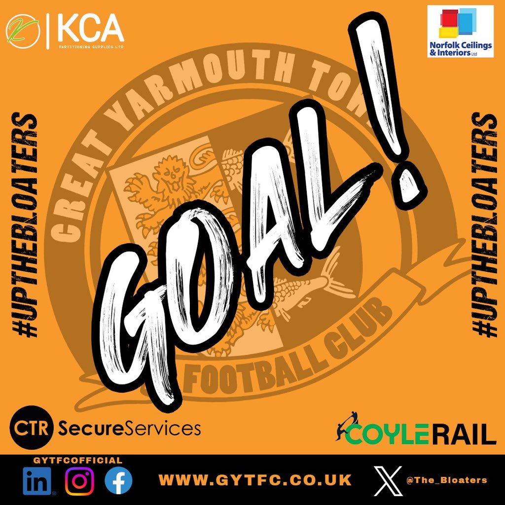 Swaffham 0-1 Bloaters🧡🖤 Aaron Sanders converts a cross from Jesse Fenn to give the bloaters the lead after 18 mins 🧡🖤