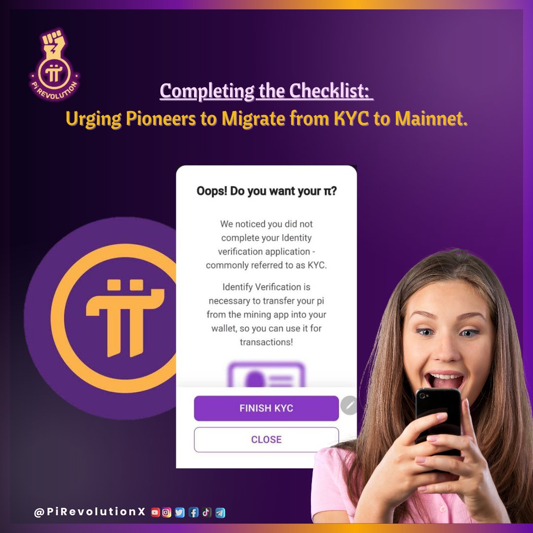 ⚠️Completing the Checklist: 
A large number of Pioneers have passed KYC, but haven’t migrated to Mainnet yet because some items on their checklist have not been completed. So, if you are able to, finish those items & migrate. #PiNetwork