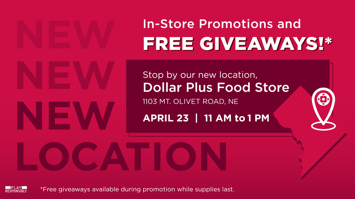 We've got a NEW location where you can play your favorite games! 🚨 And you can stop by for a chance to earn a free giveaway! 🎉 📍 Dollar Plus Food Store, 1103 Mt. Olivet Road, NE ⏰: 11 AM - 1 PM Hope to see you there!