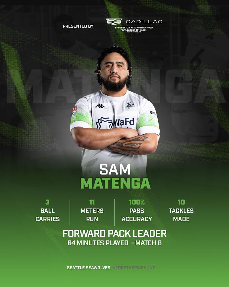 Congratulations to the Forward Pack Leader of the Match thanks to @BroCadillac Sam Matenga showcased his skills with 3 powerful ball carries, 11 meters run, and a flawless pass accuracy. His robust defense included 10 tackles made, proving essential to our strategy! @usmlr