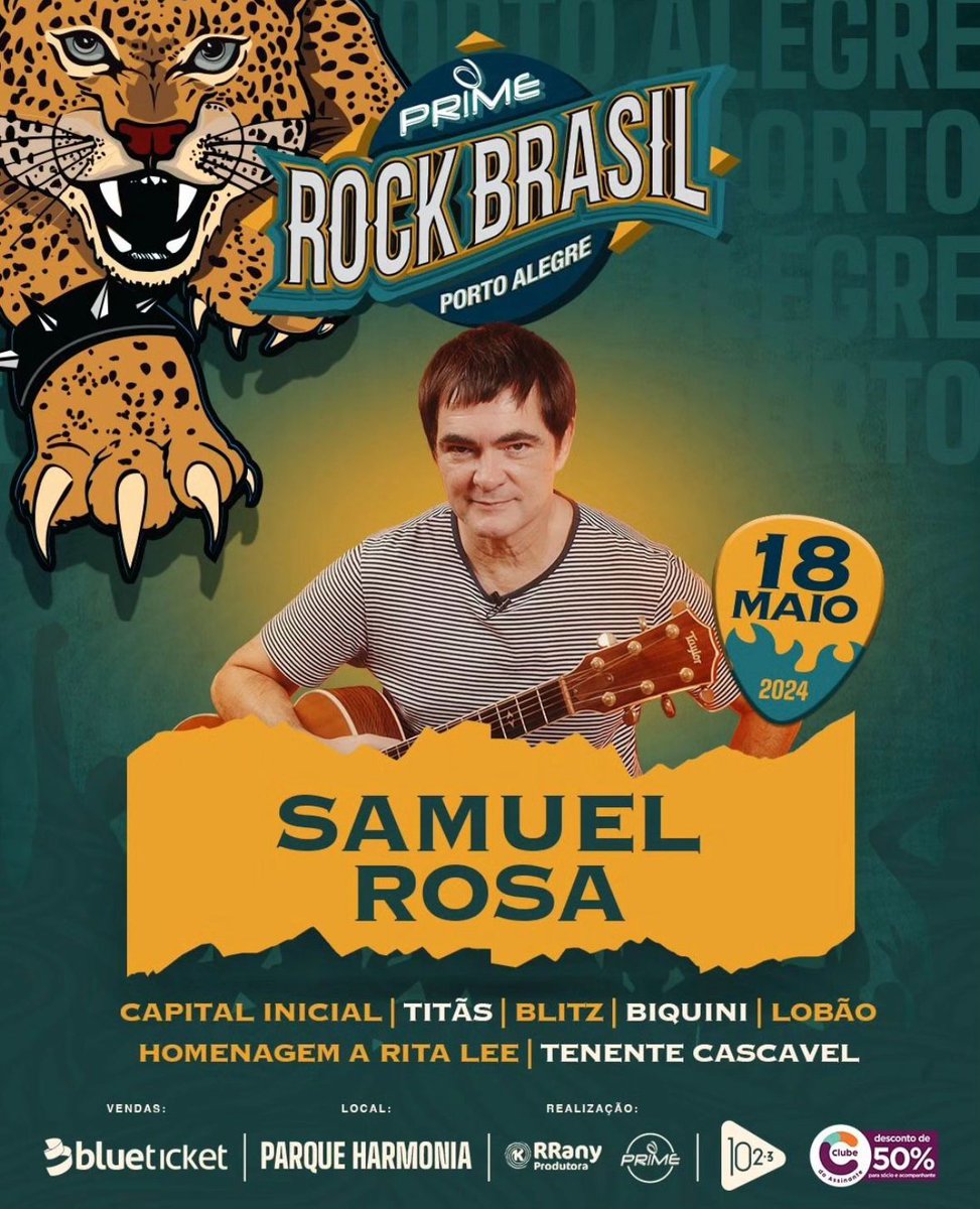 Temos um encontro marcado no Prime Rock Brasil, em Porto Alegre, no dia 18 de maio! Quem vem? Ingressos à venda em bit.ly/SamuelRosaPrim…