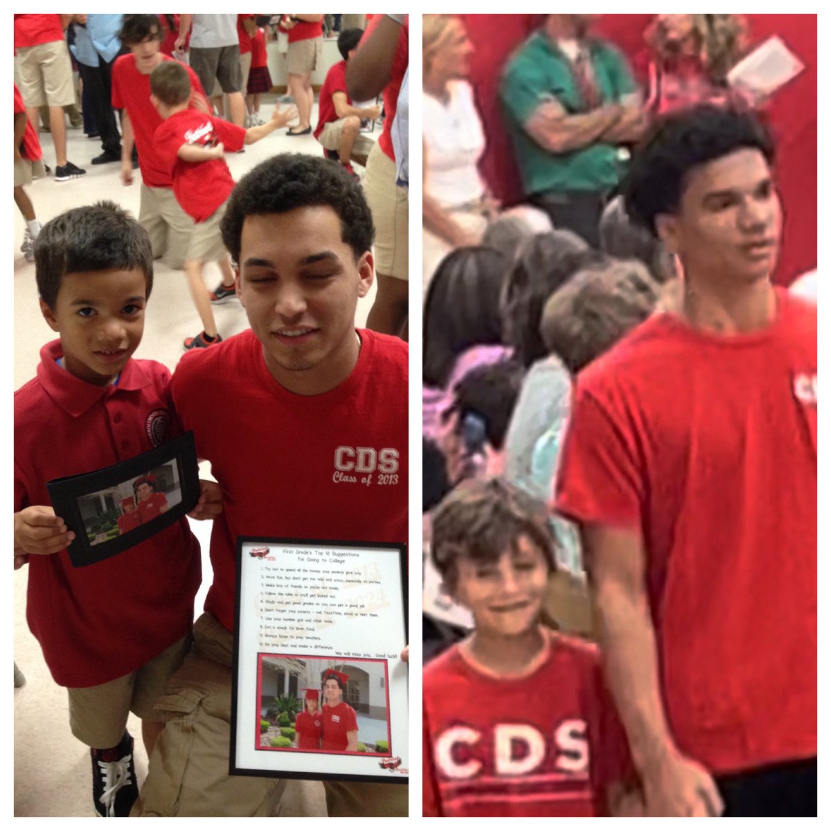 Things came full circle at the CDS Senior Sendoff today. Eleven years ago @justin_dungy was a first grader sending off his Senior Buddy. Today Atlas Lane saluted him. Pretty emotional for mom and dad😀