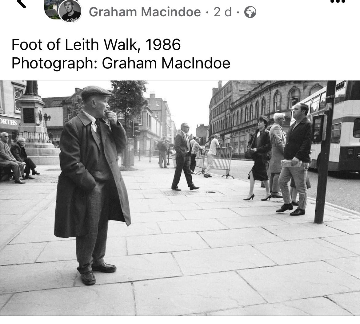 I’ve loved @britcultarchive for years. Found @grahammacindoe work on there & loved it. Last week, Graham posted a photo of Leith Walk, 1986 on an Edinburgh FB page. It’s my Grampa, standing in the spot where he would meet us. Is probably waiting for us in this. We’re thrilled. 💜