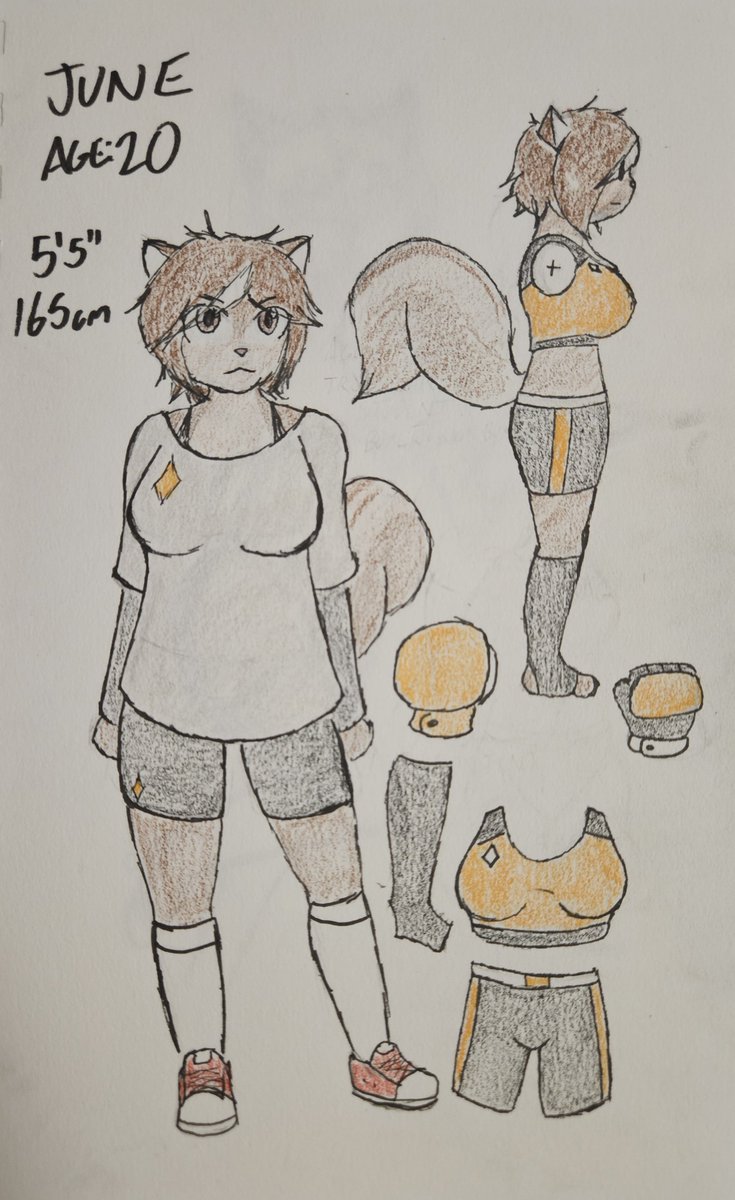 Everyone, meet June. A 20 year old tree squirrel, a student of Emily's in boxing and kickboxing. She's very energetic and believes she's got what it takes to go for the top. She's beaten the locals in her area, although she's never won against Emily. Yet.