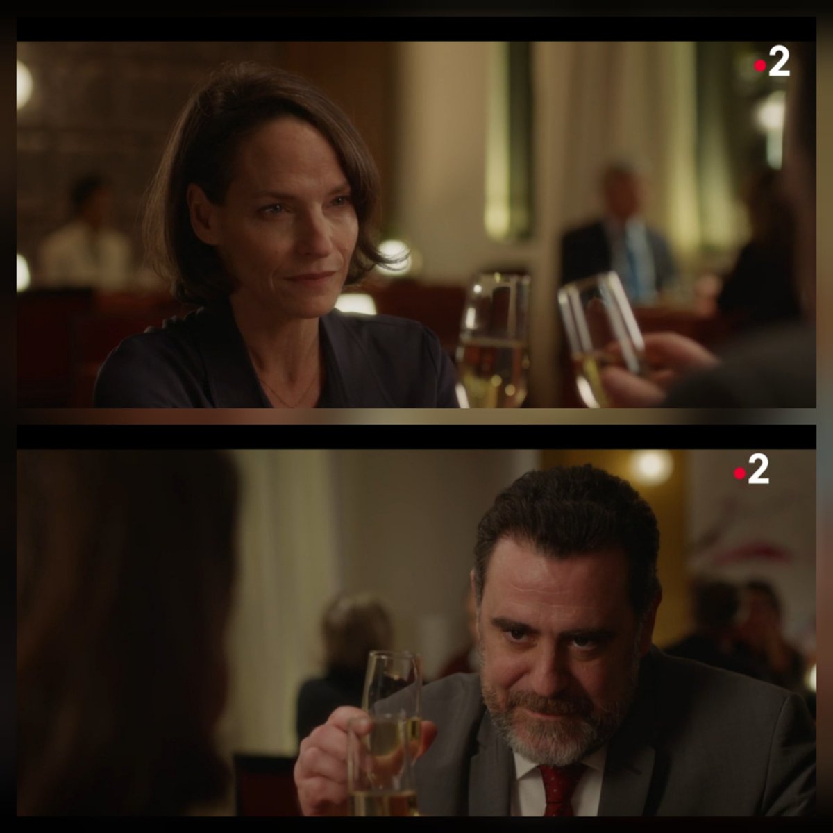 Ce soir dans #USGS François déclare à Catherine au restaurant qu’il aimerait qu’ils renoncent au divorce. François a demandé à Claudine de stopper la procédure. Catherine est d’accord, elle va appeler son avocat pour arrêter tout.