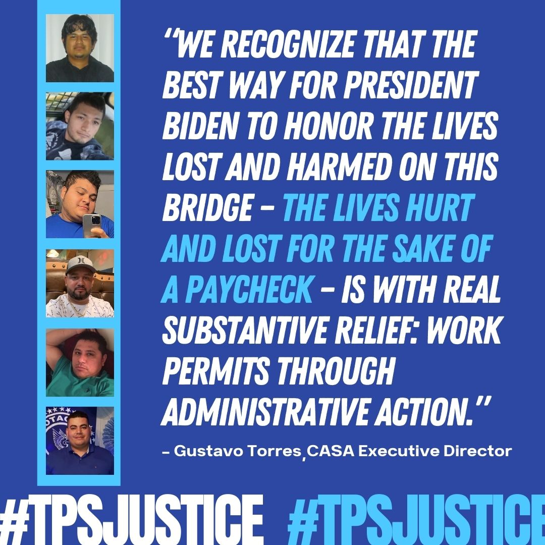 The recent Baltimore bridge collapse tragically claimed 6 lives—all Latinos. Workers of color, including immigrants, are too often deemed expendable. @POTUS providing work permits to immigrants in the U.S. can help prevent exploitation and ensure safety. #TPSjustice