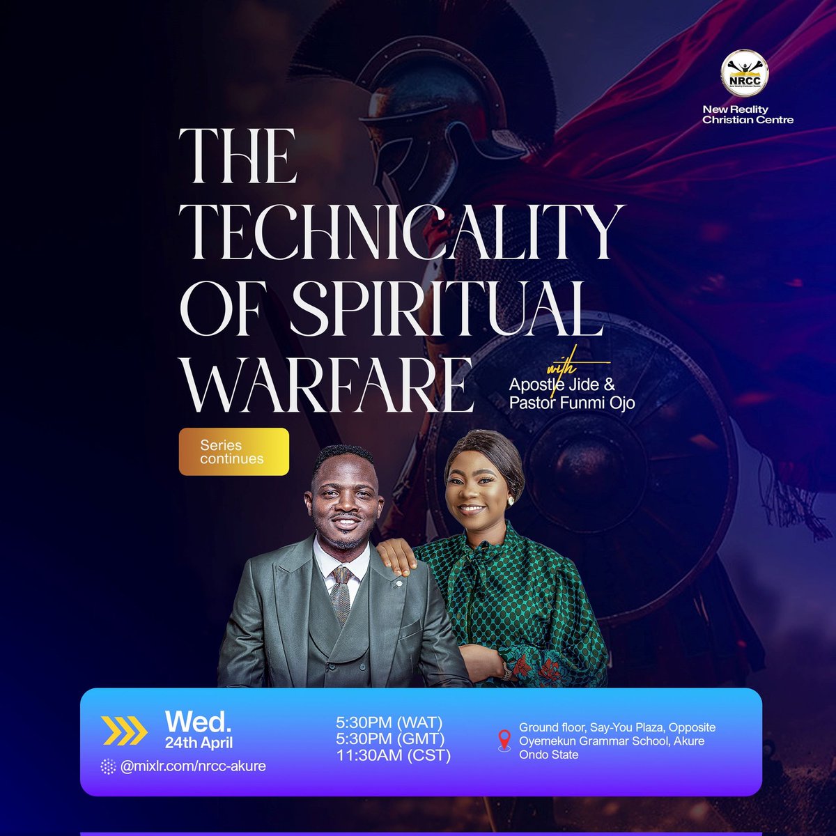 A short recap on what we learnt last week. We started a series 'The Technicality of Spiritual Warfare' and  we learnt that warfare is not funfair. We were also taken through the five aspects of warfare.

We will be taking it a step further tomorrow.