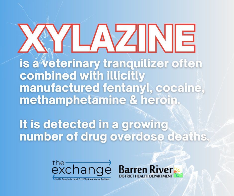 Xylazine is a depressant that is commonly combined with illicitly manufactured fentanyl, cocaine, methamphetamine and heroin. If you're in need of xylazine or fentanyl testing strips, visit one of our SSP's on Mondays, Tuesdays or Thursdays — barrenriverhealth.org/harm-reduction…