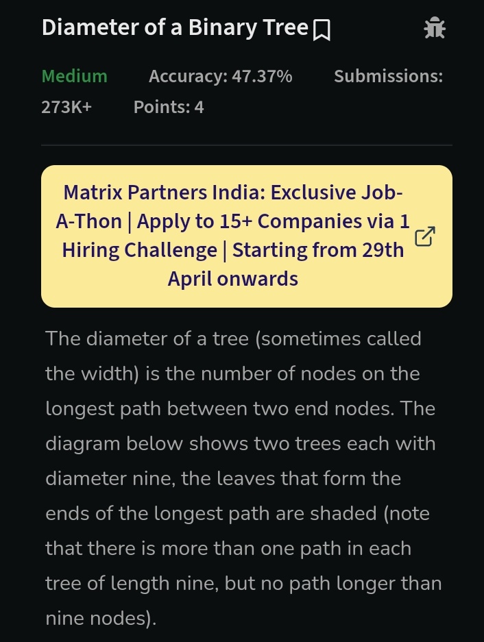 Sanjeev67203611's tweet photo. #74day of #100daysOfCode
PROBLEM: Diameter of Binary Tree
#dsa #learningJourney https://t.co/zcChiaLKlO
