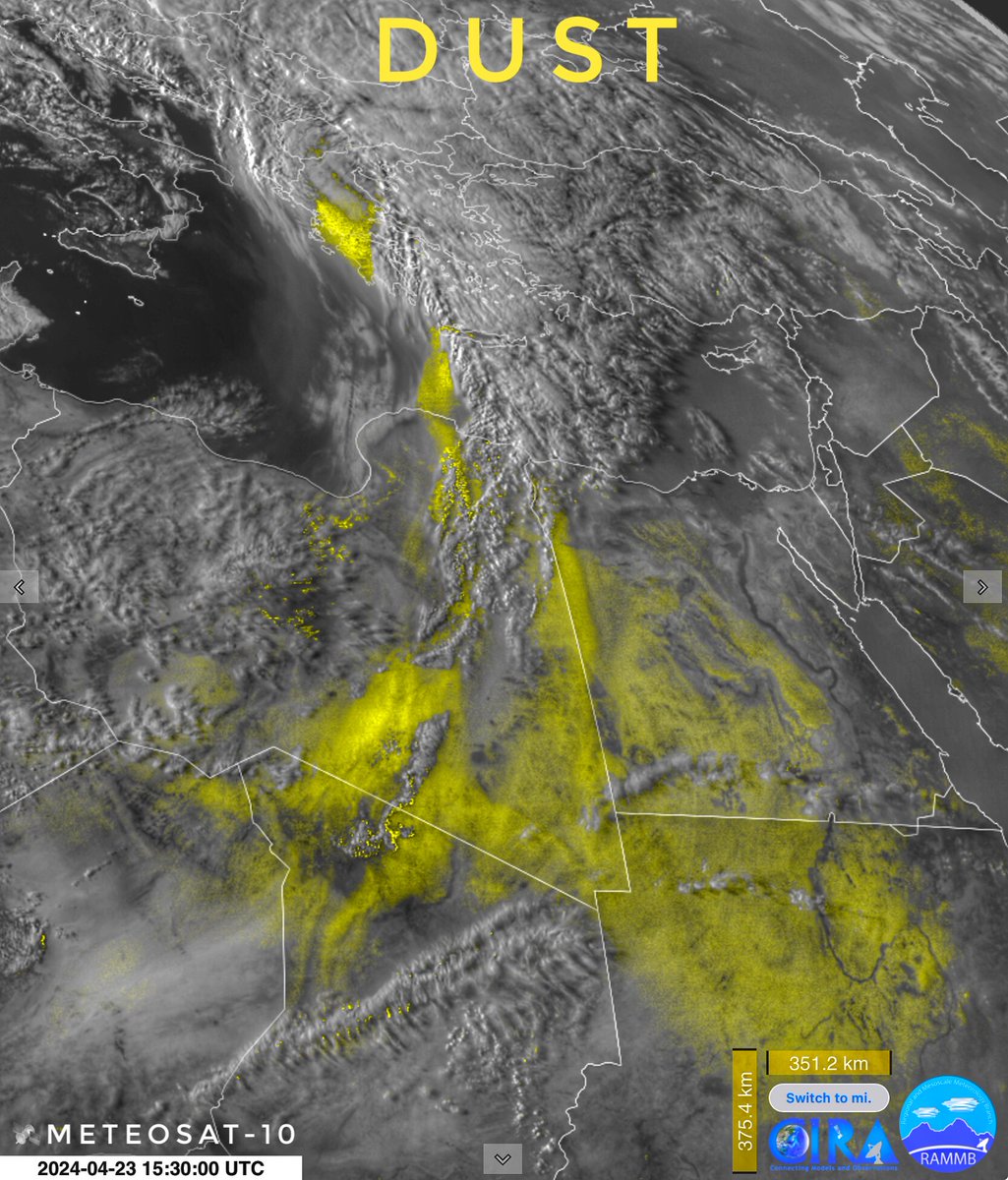 A lot of #Dust #Greece #Egypt #Libya #Sudan 📸🛰Meteosat-10 Footage: @eumetsat @CIRA_CSU