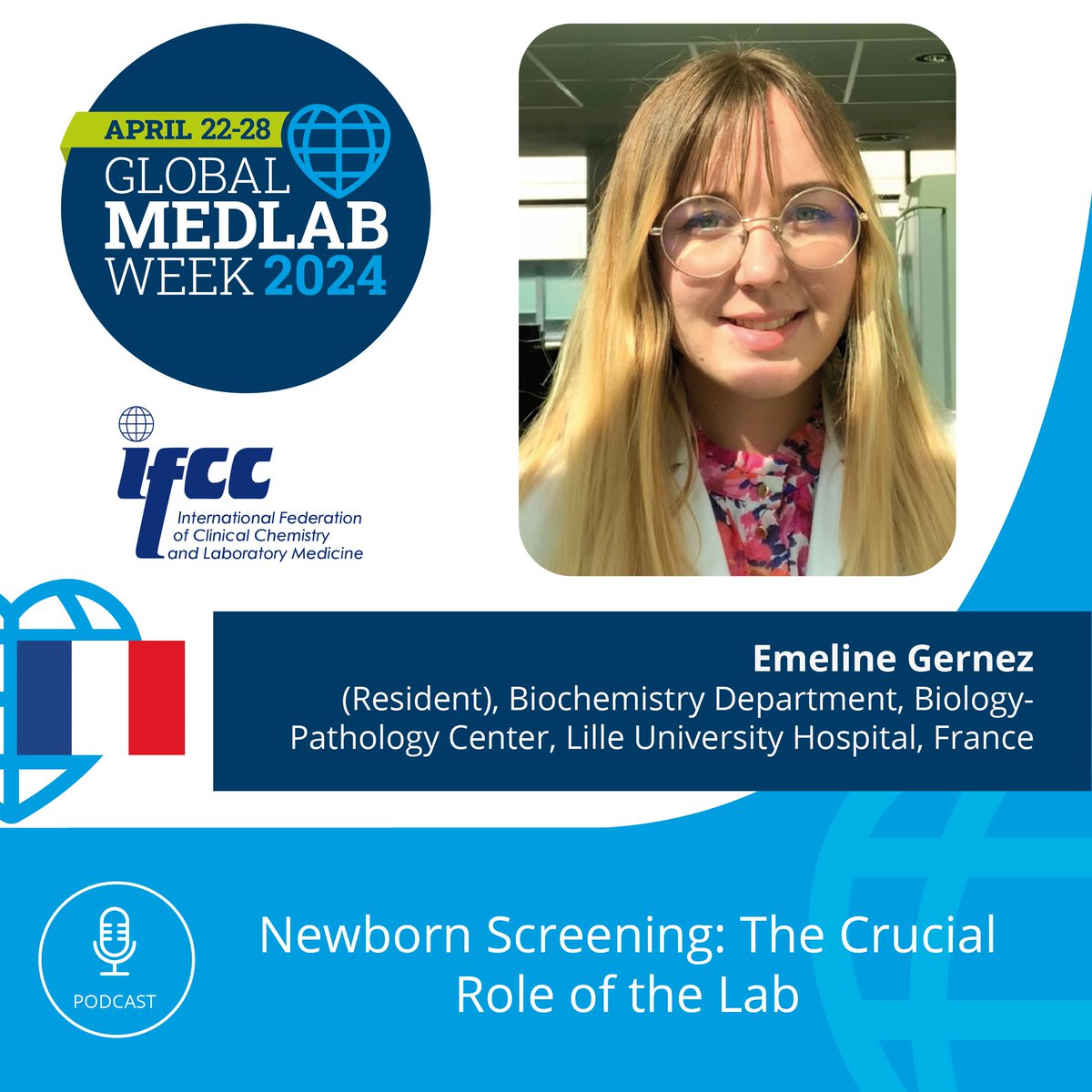 PODCAST: Newborn Screening: The Crucial Role of the Lab podcasters.spotify.com/pod/show/ifcc/… Emeline Gernez (Resident) Biochemistry Department, Biology-Pathology Center, Lille University Hospital, France.