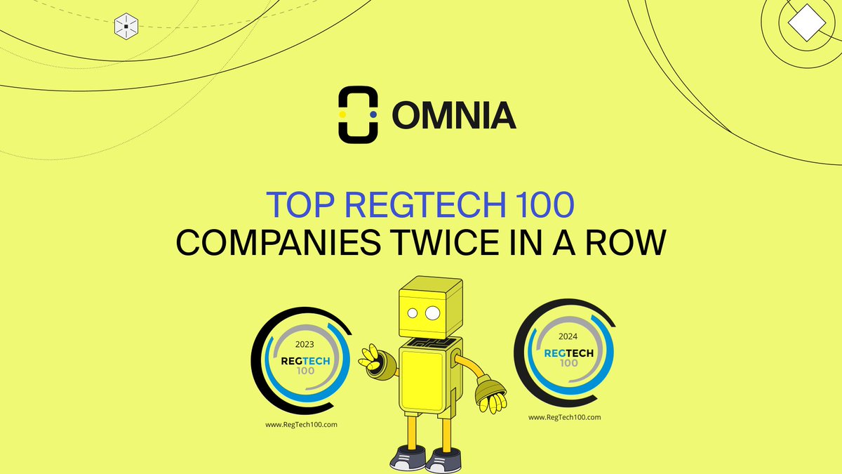 OMNIA Protocol is one of the rare companies that was selected as a Top #RegTech100 companies twice in a row! 😱 As it’s one of the most comprehensive lists of innovative RegTech companies, we couldn’t be more proud! 🥳 Full list👉 fintech.global/regtech100