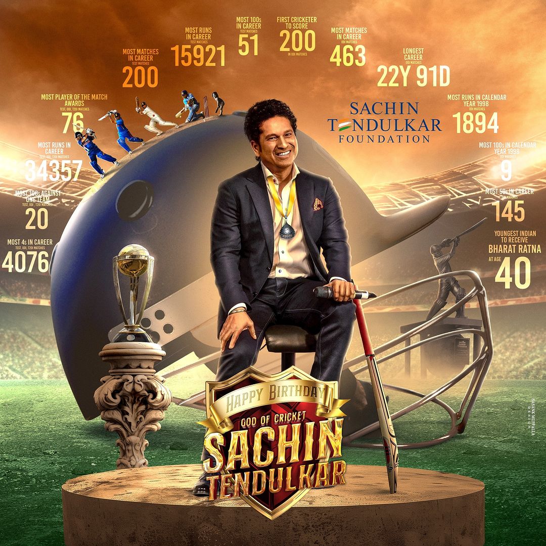 Happy Birthday To God Of Cricket, The Bharat Ratna @sachin_rt ❤️‍🔥 The Heart Beat Of Billions. Years May Change, But Our Love On You Will Remains Same. Love You Forever & Ever 🙏 #HappyBirthdaySachin