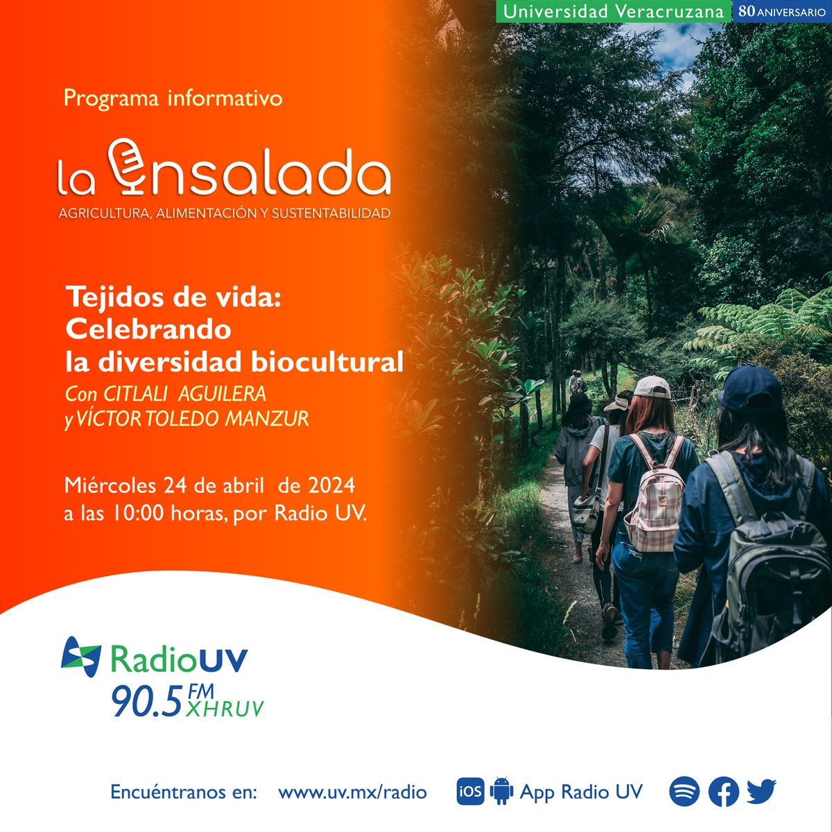 ¡Prepárate para la próxima transmisión de #LaEnsalada con Citlali Aguilera! 🌿 Este miércoles, conversaremos sobre la diversidad biocultural, ¡no te pierdas la entrevista con Víctor Toledo Manzur como invitado! 🎧24 de abril | 10:00 horas | 90.5 FM