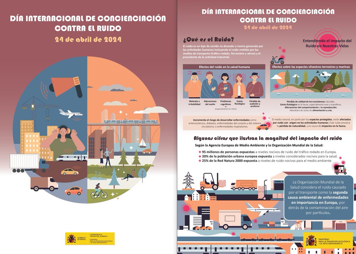 2️⃣4️⃣-0️⃣4️⃣-2️⃣0️⃣2️⃣4️⃣ Día Internacional concienciación sobre el ruido ℹ️El Ministerio quiere poner de relieve la importancia del ruido ambiental como contaminante y causa de importantes problemas sobre la salud de las personas👇 miteco.gob.es/es/calidad-y-e… @mitecogob @CCRuidOficial 👇