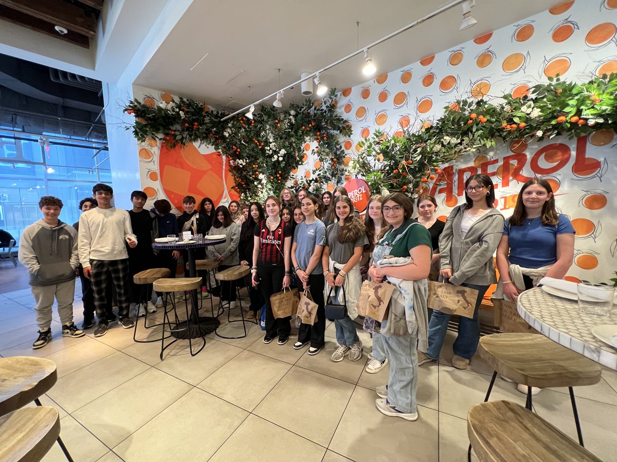 8th grade Italian students traveled to New York City to do a food tasting at Eataly. They learned about different Italian foods and products produced in Italy and were able to sample authentic Italian products.