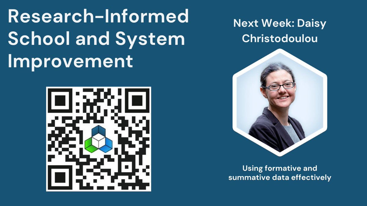 Just before we finish, don’t forget to sign up for @daisychristo's #ResearchInformedImprovement session next week on assessment types and their efficacies, with practical approaches for data collection and analysis.