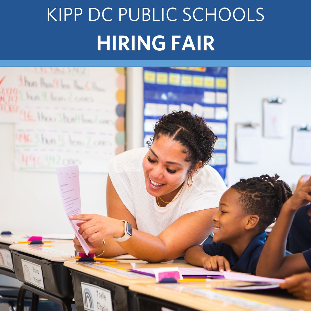 🎉 Join us at our Hiring Fair! 🎉 We're hiring teachers 👩‍🏫, aides 💼, and more! Meet KIPP DC's leaders 👥 and interview for the upcoming school year. Bring your resume 📄 and RSVP today! 📅 buff.ly/4b8AEYy