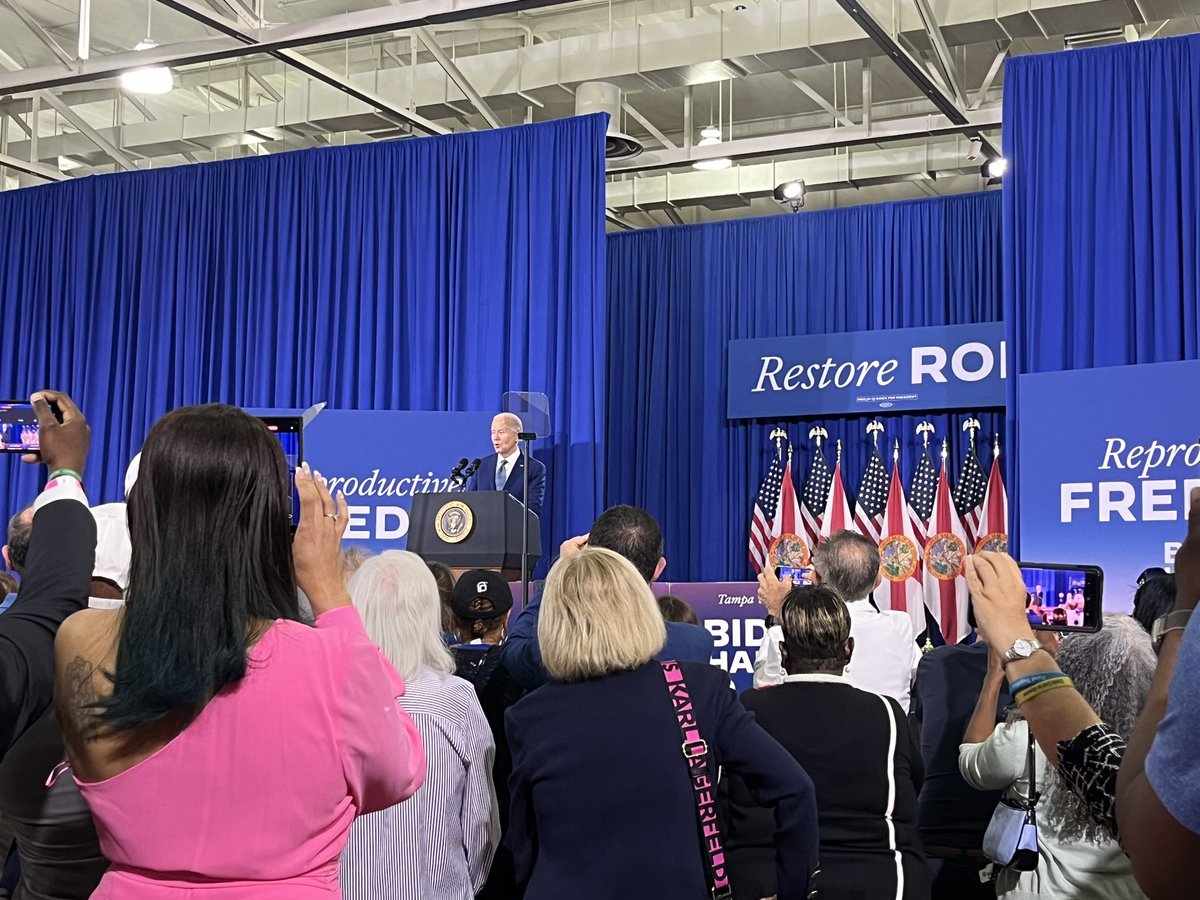 Biden, in Tampa, urges voters to hold Donald Trump accountable on abortion in November. “Are you ready to do that?” he tells the crowd. “Are you ready to protect freedom?'