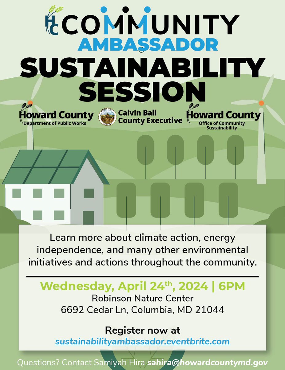 Join us at the Robinson Nature Center for our Community Ambassador Session tomorrow, at 6:00 p.m. Learn about climate action, energy independence and many other environmental initiatives throughout the community! To register, visit …stainabilityambassador.eventbrite.com