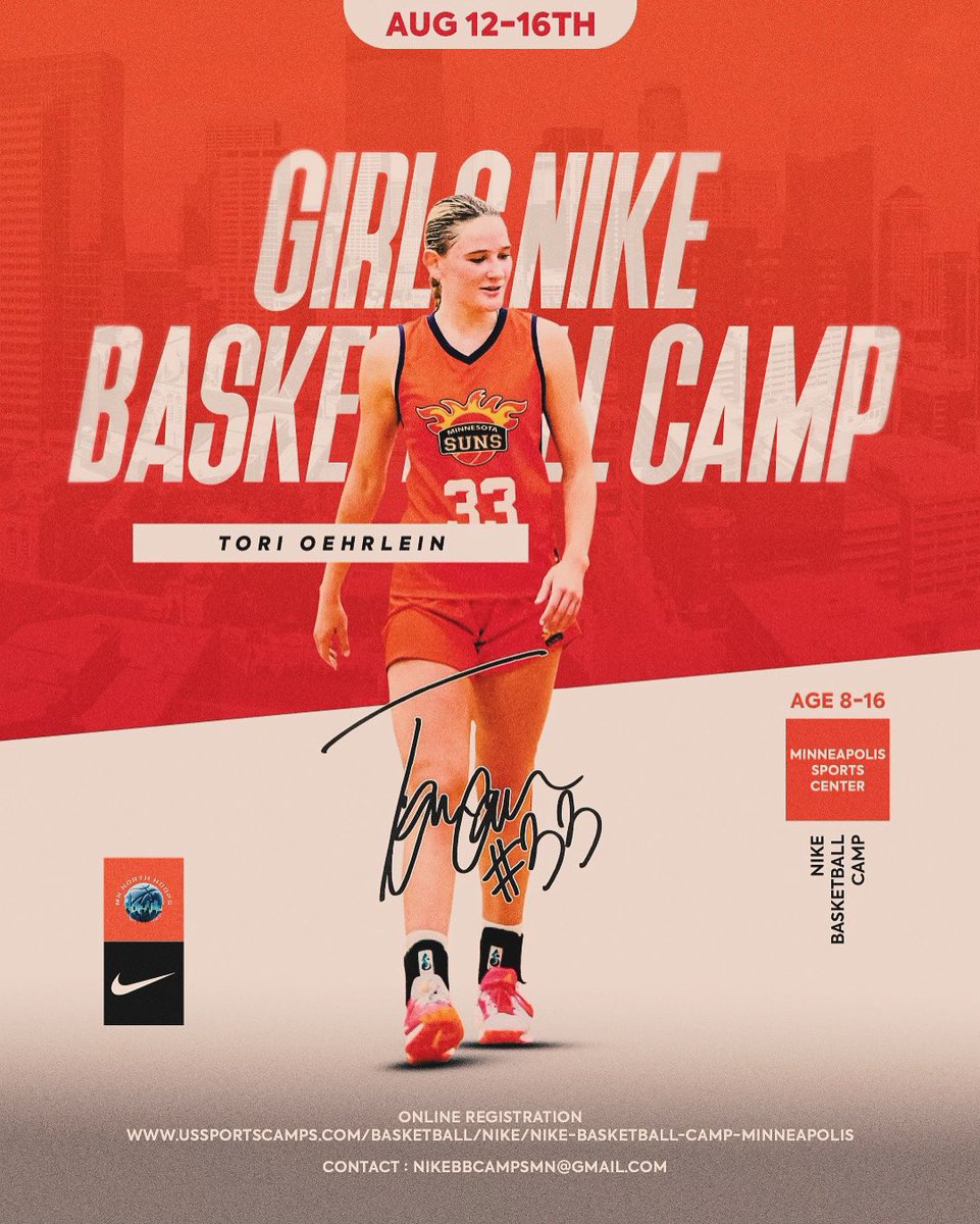 Very honored and looking forward to giving back to the game I love, as an official partner and Brand Ambassador for Mn North Hoops - Girls Nike Basketball Camp - Let’s work 🏀 @msbelite