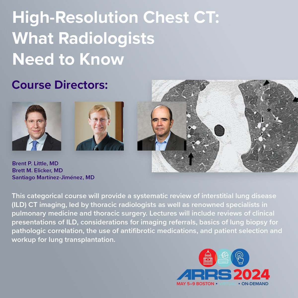 We've got ✌️ Categorical Courses taking place at #ARRS24 this year which can be added to meeting registration. Save when you sign up for both. Critical Care and ICU Imaging - www2.arrs.org/am24/cat-cours… High-Resolution Chest CT - www2.arrs.org/am24/cat-cours…