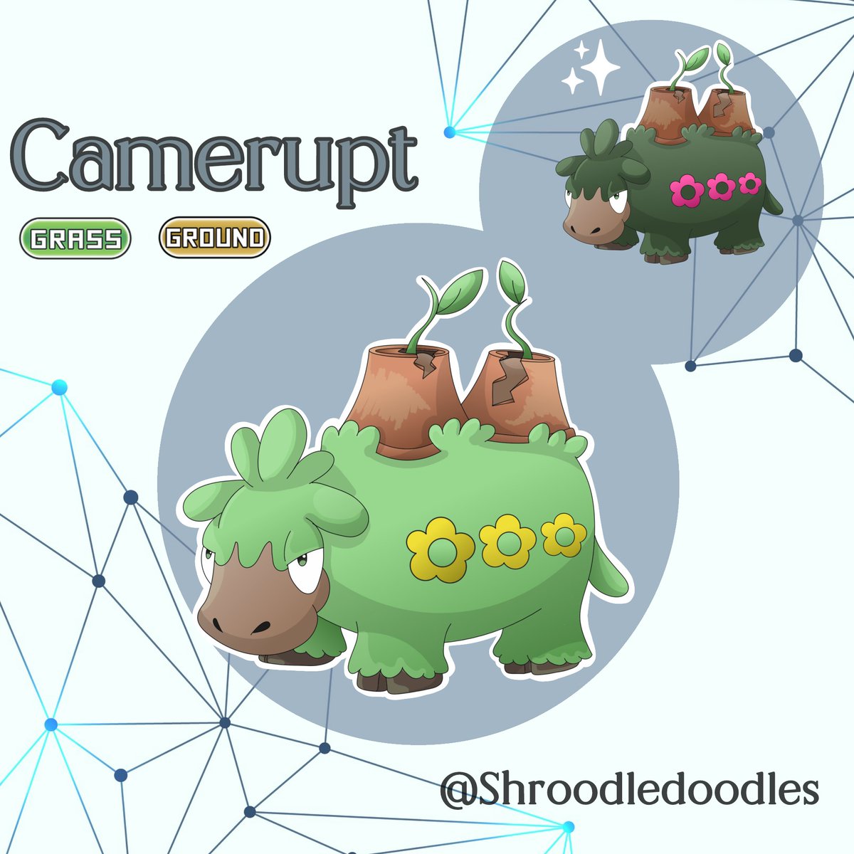 Shroodledoodles's tweet photo. My regional variants of numel and camerupt!

#pokemon #fakemon #fakemonartist https://t.co/gc307k2XbL